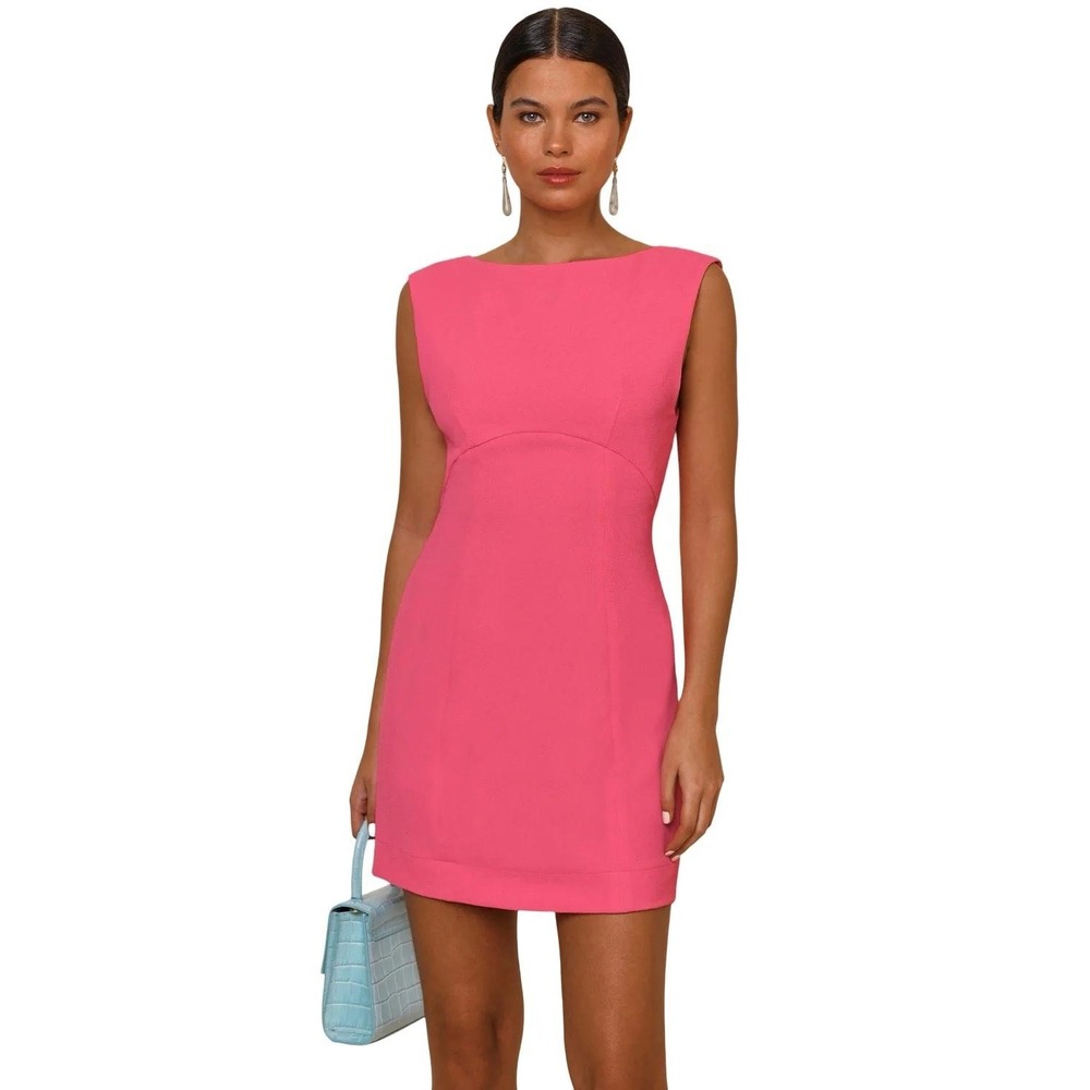 Rixo Michaela‎ Mini Dress Womens 2XL Pink Sleeveless Bow Back Cutout Party NWT